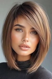 مدل چتری کج برای صورت مربعی